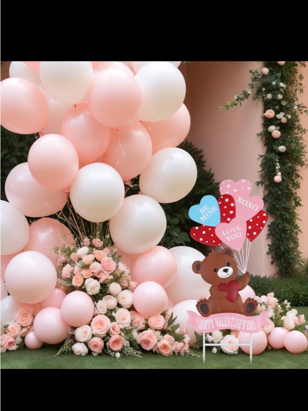 Valentine's Day Bear Yard Stake - Pink & Red Heart Balloons - Picture 7 of 7